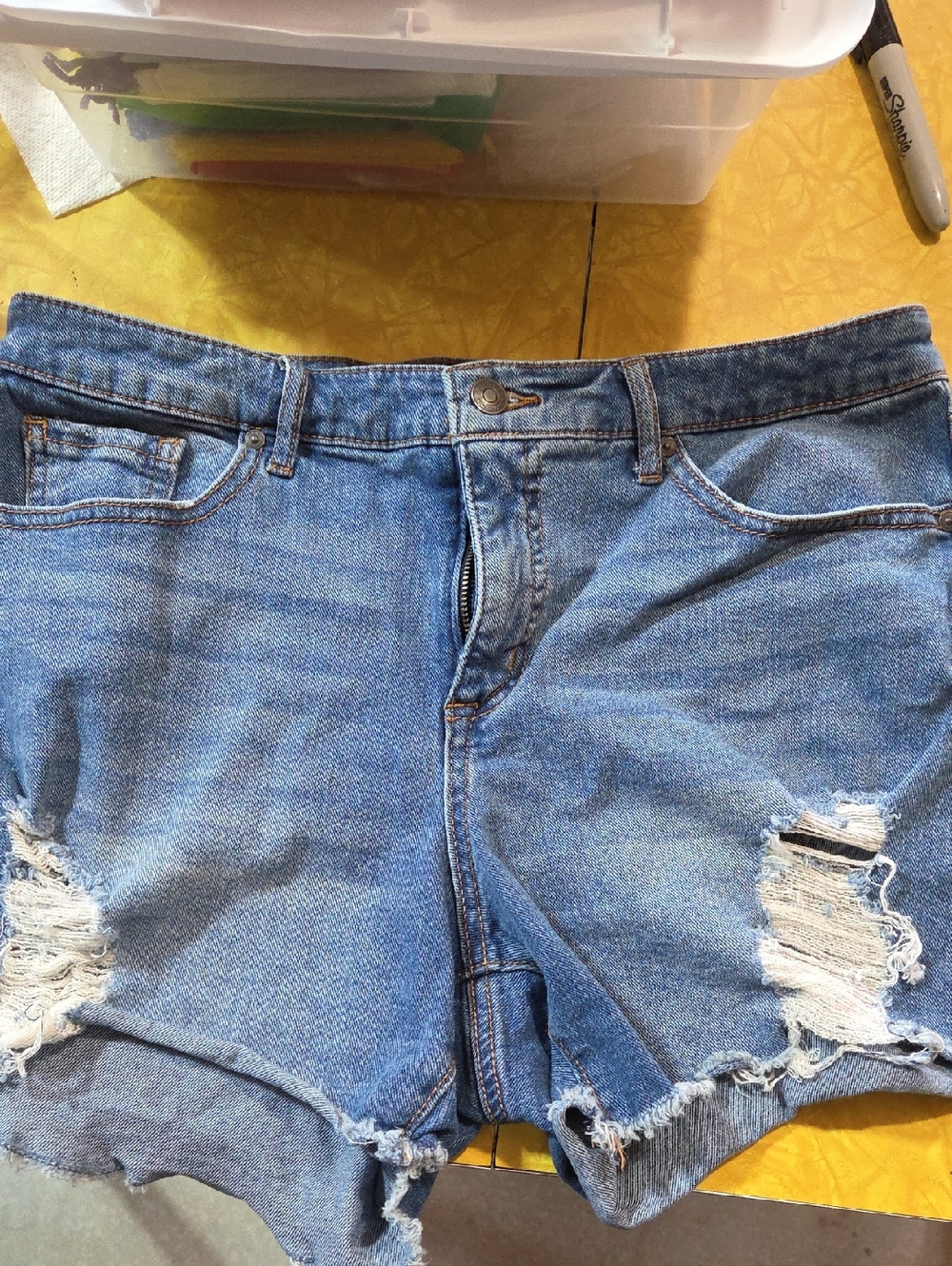 # 15 sofia by sofia vergara Blue Distressed Denim Shorts